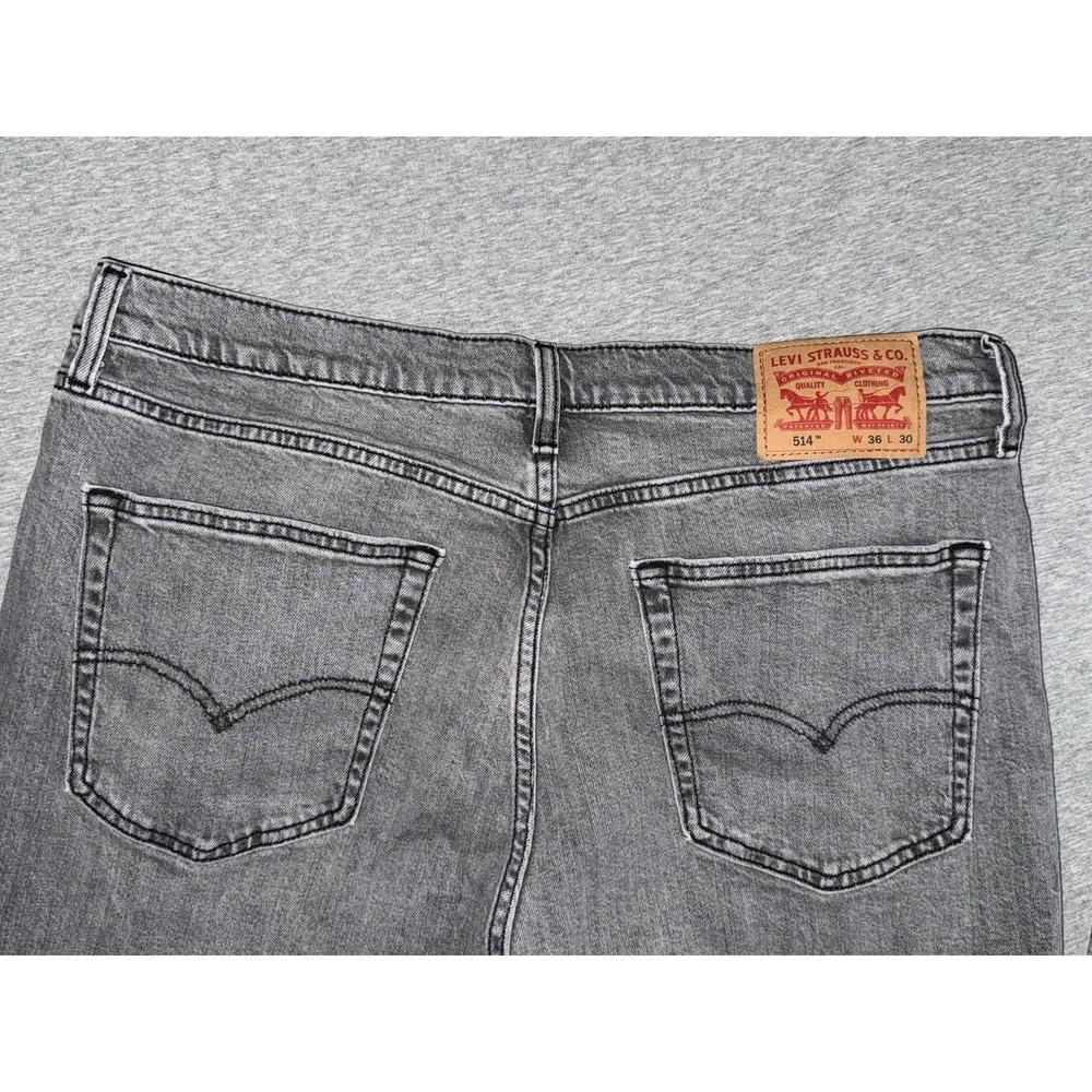 Levi 514 Mens Straight Fit Gray Jeans Size 36x30 Denim Pant Stretch Buttery Soft - Picture 5 of 13